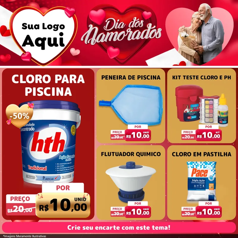 Modelo de Rede Social para Feed Facebook com o tema Dia Dos Namorados para Produtos para Piscina