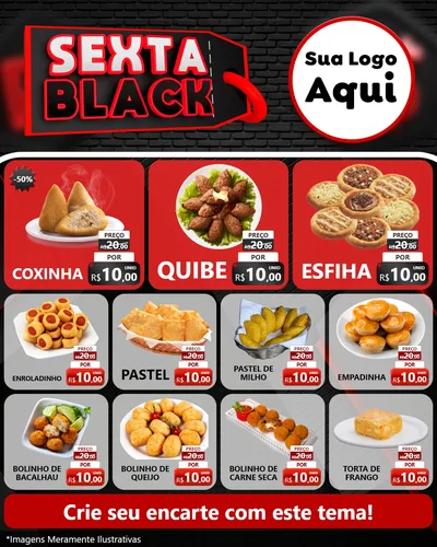 Modelo de Rede Social para Feed Instagram com o tema Sexta Black para Salgadaria