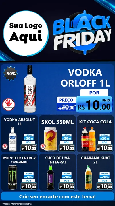 Modelo de Rede Social para Stories com o tema Black Friday para Distribuidora de bebidas