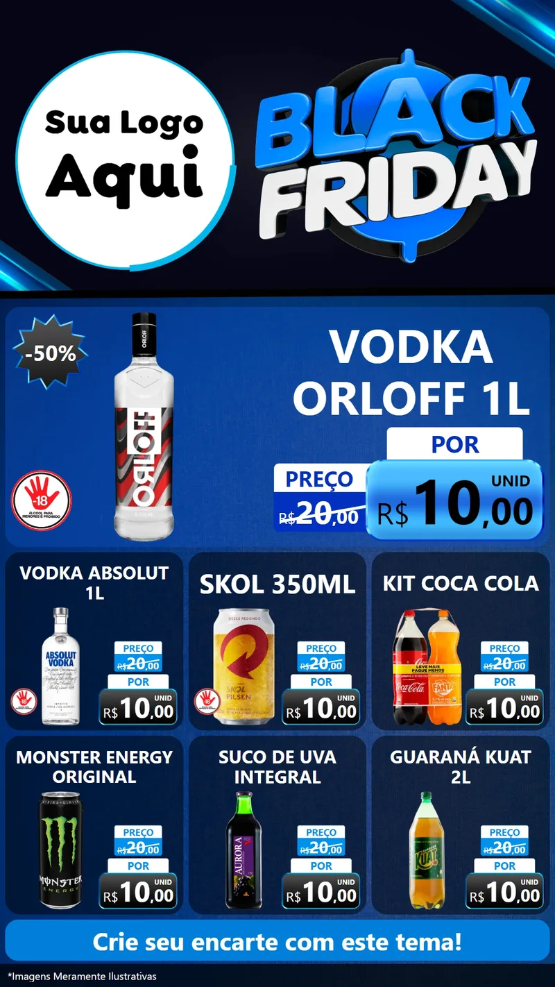 Modelo de Rede Social para Stories com o tema Black Friday para Distribuidora de bebidas