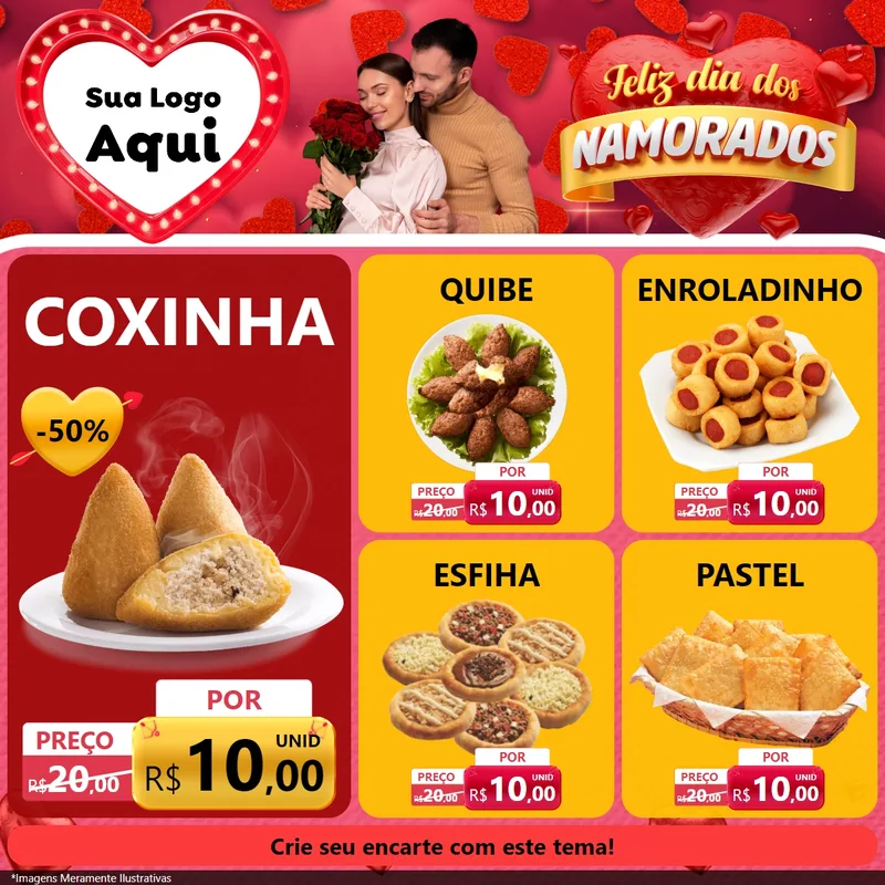 Modelo de Rede Social para Feed Facebook com o tema Feliz Dia Dos Namorados para Salgadaria