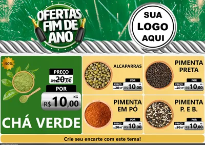Modelo de Encarte para Encarte A4 Horizontal com o tema Ofertas Fim de Ano para Produtos Naturais