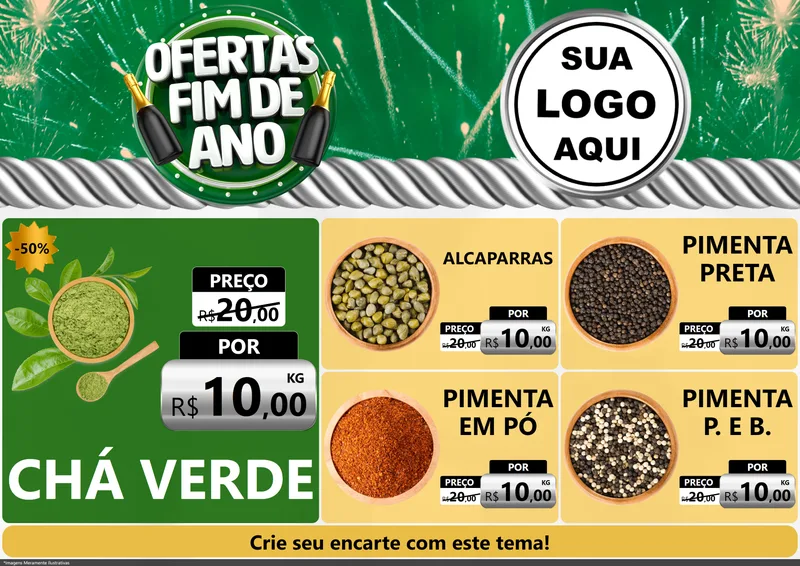 Modelo de Encarte para Encarte A4 Horizontal com o tema Ofertas Fim de Ano para Produtos Naturais