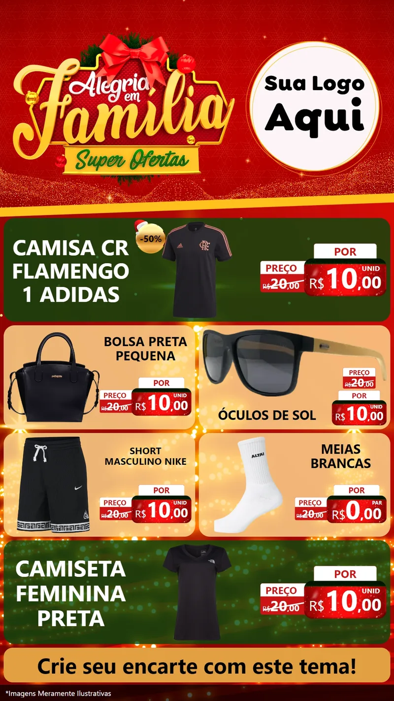 Modelo de TV para TV Vertical com o tema Alegria em Família Super Ofertas - Natal para Roupas e acessórios