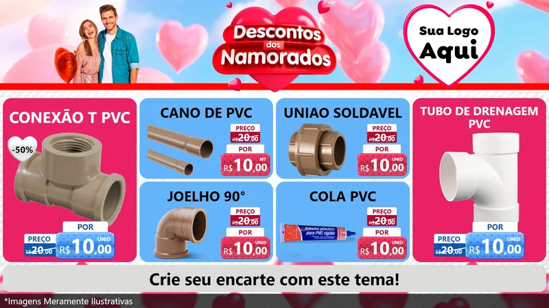 Modelo de TV para TV Horizontal com o tema Descontos dos Namorados para Tubos e conexões