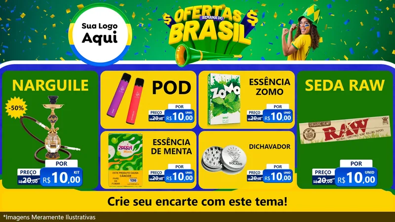 Modelo de TV para TV Horizontal com o tema Ofertas Semana do Brasil para Tabacaria