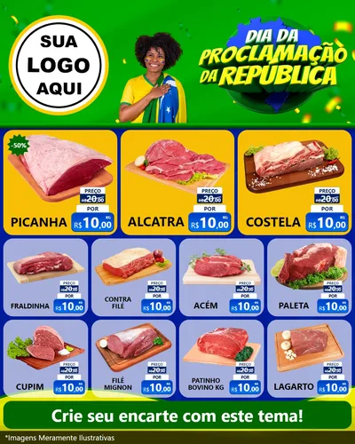 Modelo de Rede Social para Feed Instagram com o tema Dia Da Proclamação Da República para Açougue