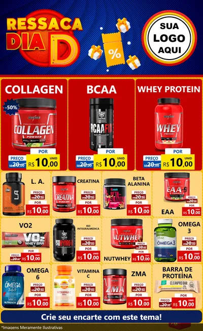 Modelo de Encarte para Encarte Grande com o tema Ressaca Dia D para Suplementos alimentares