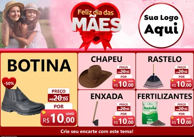 Modelo de Encarte para Encarte A4 Horizontal com o tema Feliz Dia Das Mães para Agropecuária