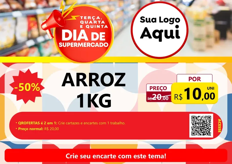 Modelo de Cartaz para Cartaz A4 Horizontal com o tema Dia de Supermercado para Supermercado