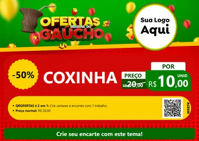 Modelo de Cartaz para Cartaz A4 Horizontal com o tema Ofertas Semana Do Gaúcho para Salgadaria