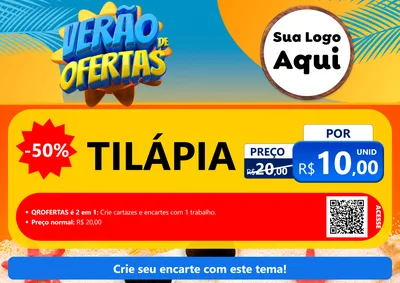 Modelo de Cartaz para Cartaz A4 Horizontal com o tema Verão de Ofertas para Peixaria