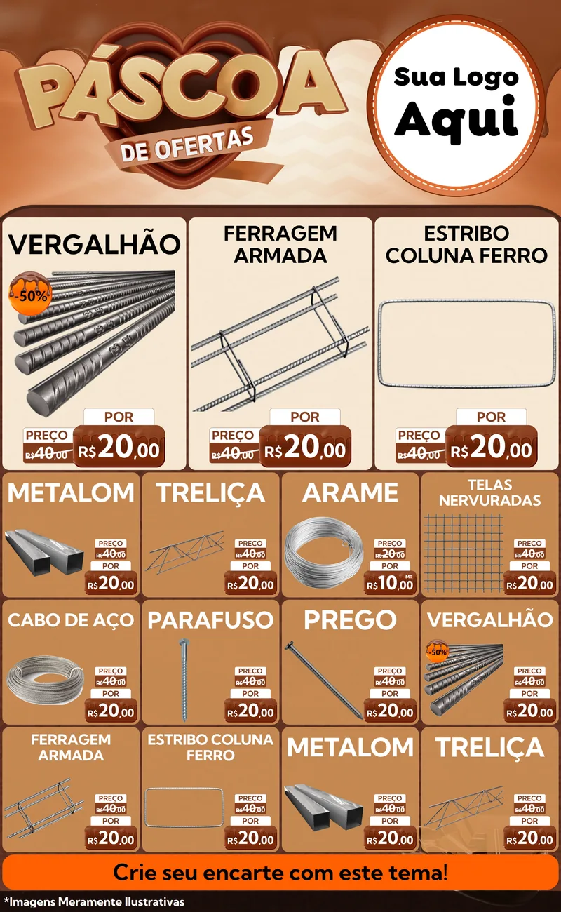 Modelo de Encarte para Encarte Grande com o tema Páscoa de Ofertas para Ferragens