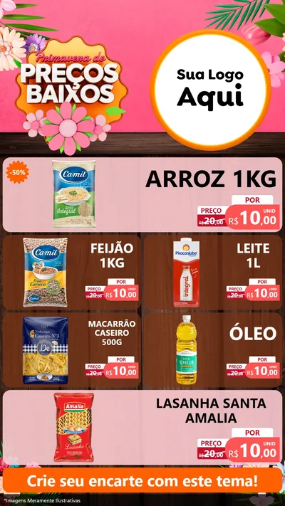 Modelo de TV para TV Vertical com o tema Primavera de Preços Baixos para Supermercado