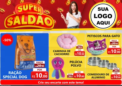 Modelo de Encarte para Encarte A4 Horizontal com o tema Super Saldão para Pet Shop