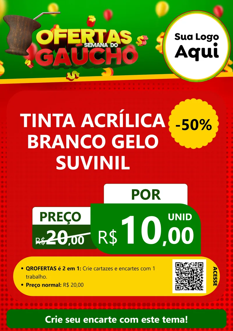 Modelo de Cartaz para Cartaz A4 Vertical com o tema Ofertas Semana Do Gaúcho para Tintas e Ferramentas