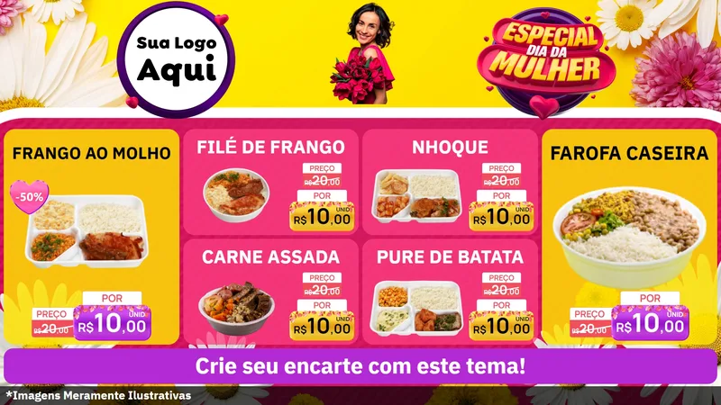 Modelo de TV para TV Horizontal com o tema Especial Dia da Mulher para Restaurante