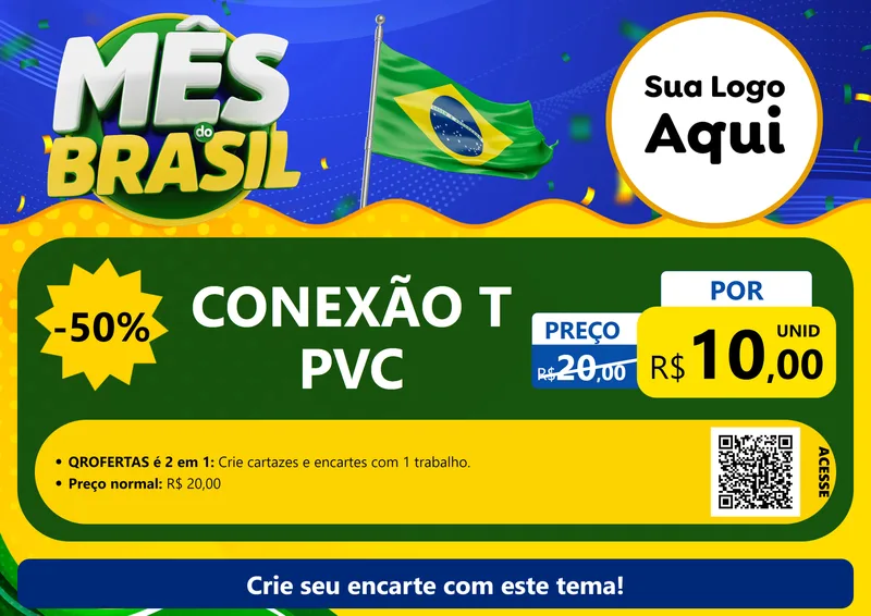 Modelo de Cartaz para Cartaz A4 Horizontal com o tema Mês do Brasil para Tubos e conexões