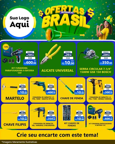 Modelo de Rede Social para Feed Instagram com o tema Ofertas Semana do Brasil para Maquinas e Ferramentas