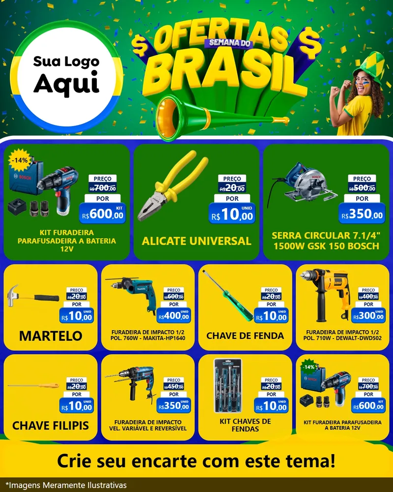 Modelo de Rede Social para Feed Instagram com o tema Ofertas Semana do Brasil para Maquinas e Ferramentas
