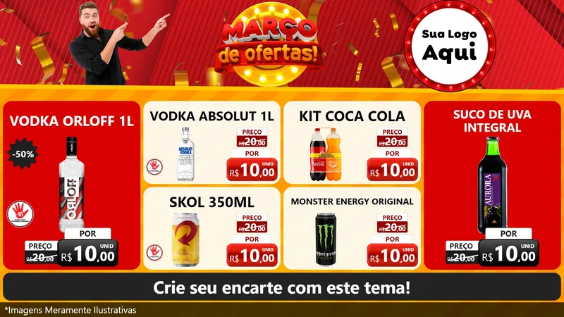 Modelo de TV para TV Horizontal com o tema Março de Ofertas! para Distribuidora de bebidas