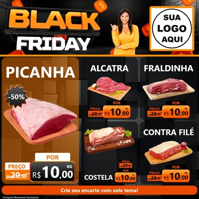 Modelo de Rede Social para Feed Facebook com o tema Black Friday para Açougue