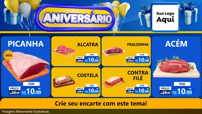 Modelo de TV para TV Horizontal com o tema Aniversário para Açougue
