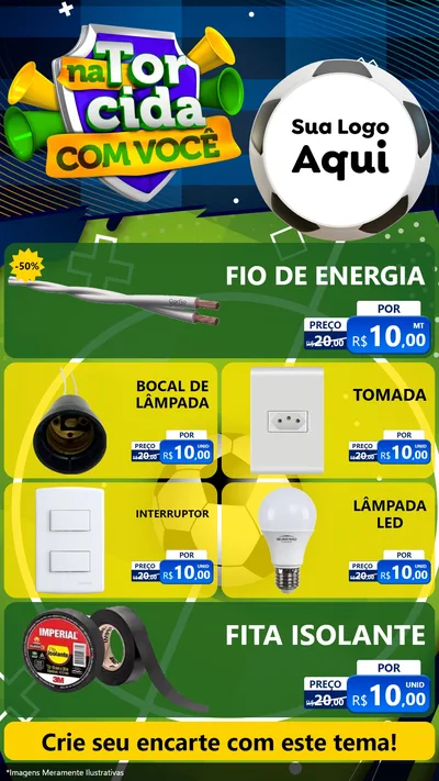 Modelo de TV para TV Vertical com o tema Na Torcida Com Você - Copa para Materiais Elétricos