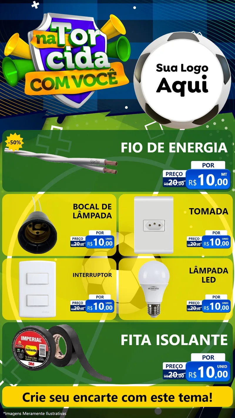 Modelo de TV para TV Vertical com o tema Na Torcida Com Você - Copa para Materiais Elétricos