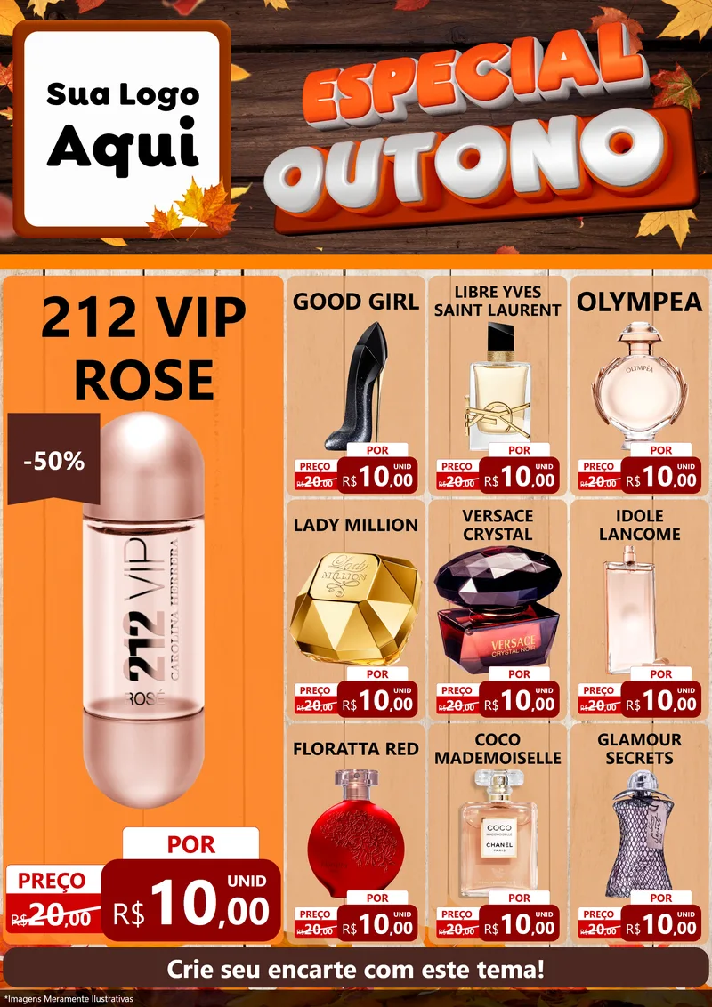 Modelo de Encarte para Encarte A4 Vertical com o tema Especial Outono para Perfumes