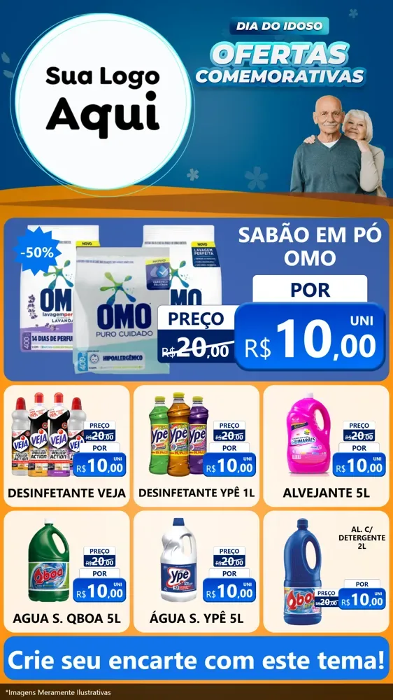 Modelo de Rede Social para Stories com o tema Dia do Idoso para Produtos de Limpeza