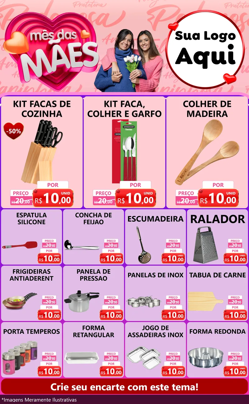 Modelo de Encarte para Encarte Grande com o tema Mês Das Mães para Utilidades Domésticas