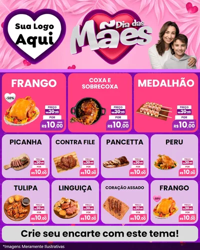 Modelo de Rede Social para Feed Instagram com o tema Dia das Mães para Assados