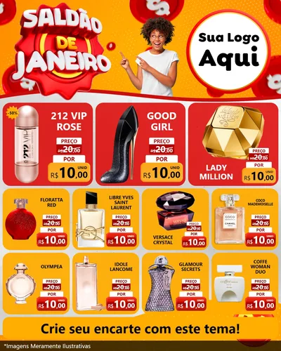 Modelo de Rede Social para Feed Instagram com o tema Saldão de Janeiro para Perfumes