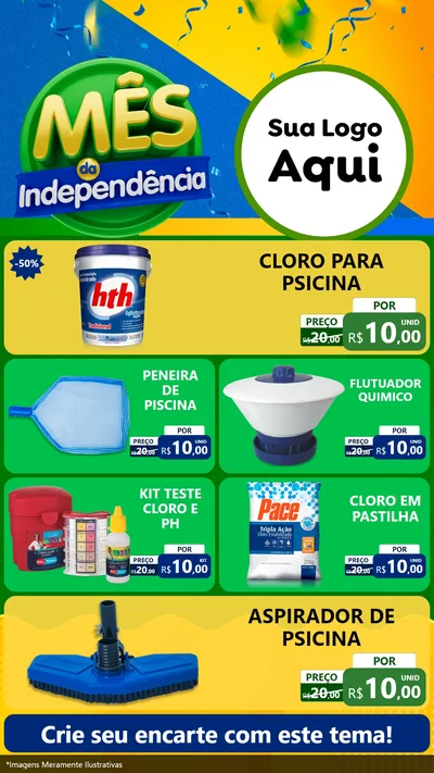 Modelo de TV para TV Vertical com o tema Mês da Independência para Produtos para Piscina