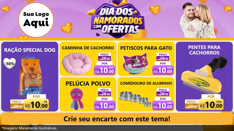 Modelo de TV para TV Horizontal com o tema Dia Dos Namorados Com Ofertas para Pet Shop