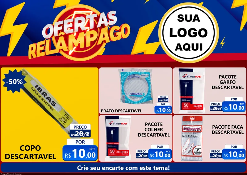 Modelo de Encarte para Encarte A4 Horizontal com o tema Ofertas Relâmpago para Embalagens