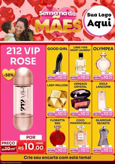 Modelo de Encarte para Encarte A4 Vertical com o tema Semana Das Mães para Perfumes