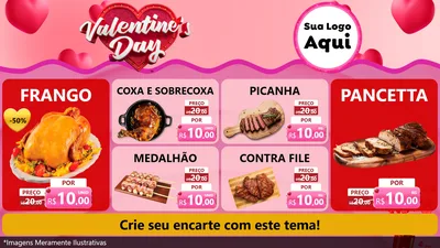 Modelo de TV para TV Horizontal com o tema Valentine's Day para Assados