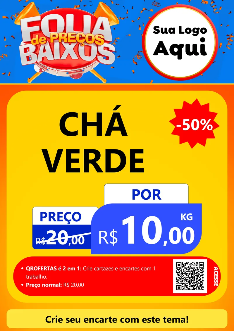 Modelo de Cartaz para Cartaz A4 Vertical com o tema Folia de Preços Baixos para Produtos Naturais