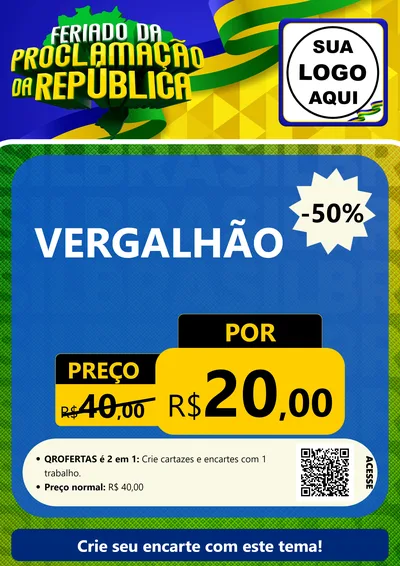 Modelo de Cartaz para Cartaz A4 Vertical com o tema Feriado da Proclamação da República para Ferragens