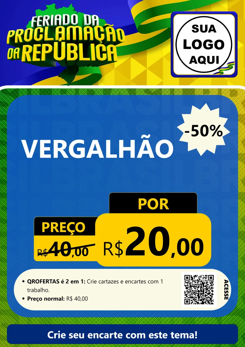 Modelo de Cartaz para Cartaz A4 Vertical com o tema Feriado da Proclamação da República para Ferragens