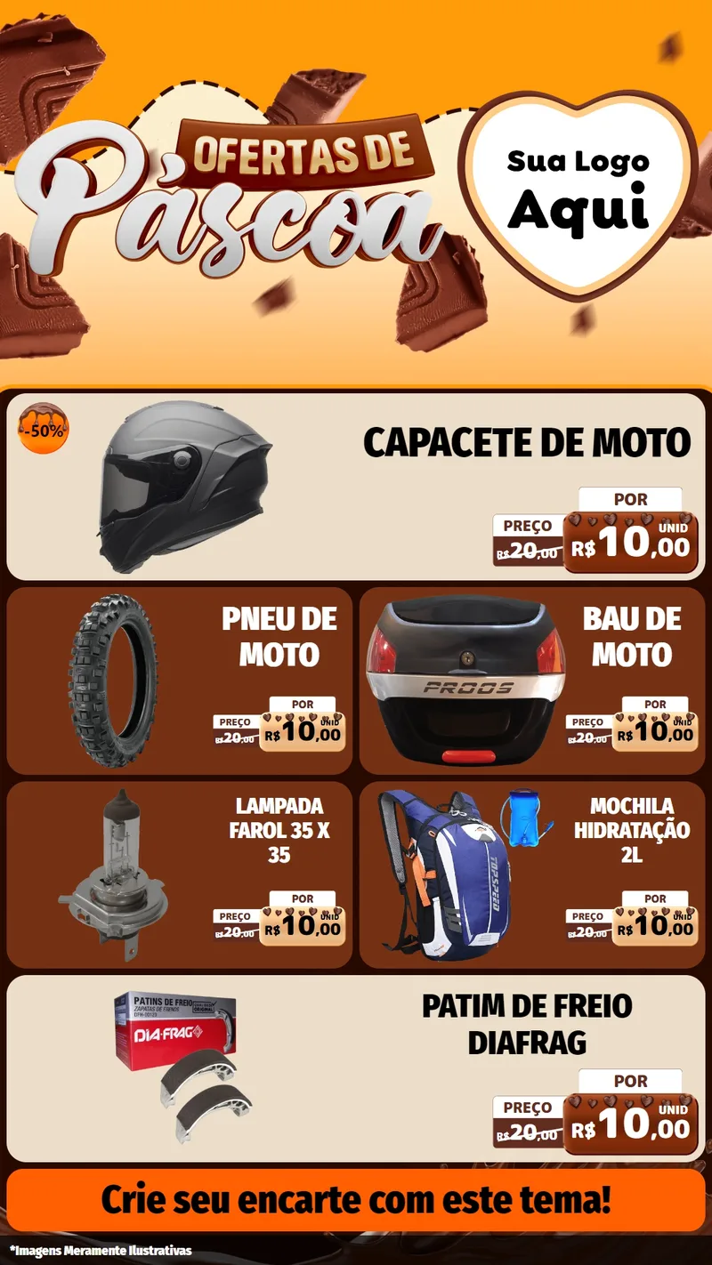 Modelo de TV para TV Vertical com o tema Ofertas de Páscoa para Moto peças