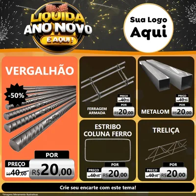 Modelo de Rede Social para Feed Facebook com o tema Liquida Ano Novo É Aqui! para Ferragens