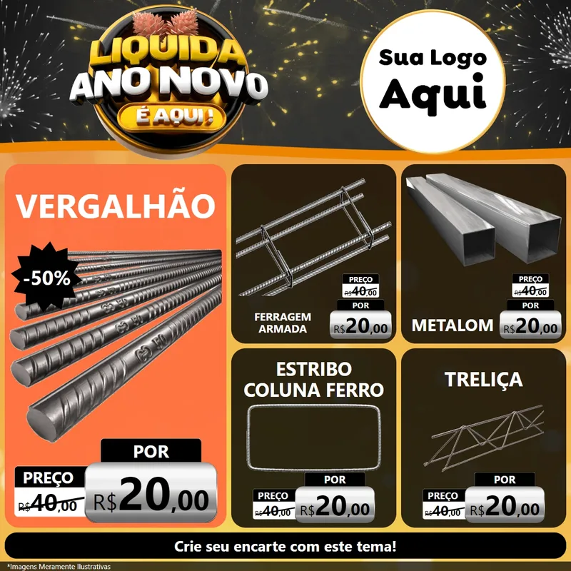 Modelo de Rede Social para Feed Facebook com o tema Liquida Ano Novo É Aqui! para Ferragens