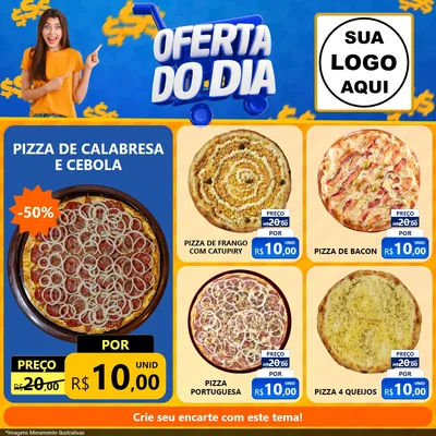 Modelo de Rede Social para Feed Facebook com o tema Oferta do Dia para Pizzaria