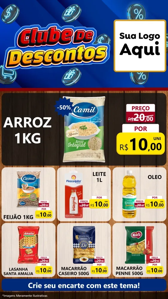 Modelo de Rede Social para Stories com o tema Clube de Descontos para Supermercado