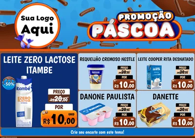 Modelo de Encarte para Encarte A4 Horizontal com o tema Promoção Páscoa para Frios e Laticínios