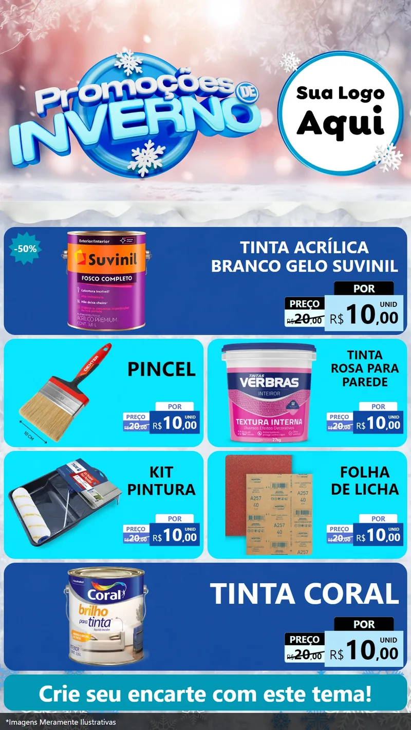 Modelo de TV para TV Vertical com o tema Promoções de Inverno para Tintas e Ferramentas