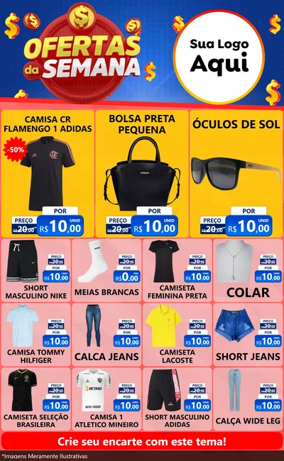 Modelo de Encarte para Encarte Grande com o tema Ofertas Da Semana para Roupas e acessórios